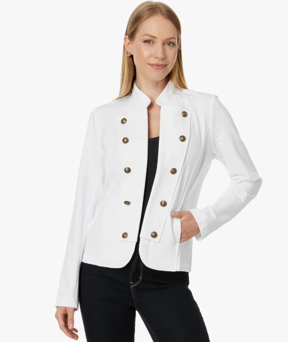TOMMY HILFIGER Women's Military Band Jacket Medium White Button Front NWT